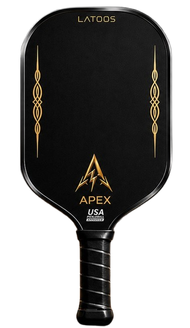 LATOOS APEX pickleball paddle, matte black with gold detailing